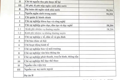 Công khai bổ sung dự toán ngân sách 2020