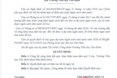 Công khai kế hoạch mua sắm tài sản