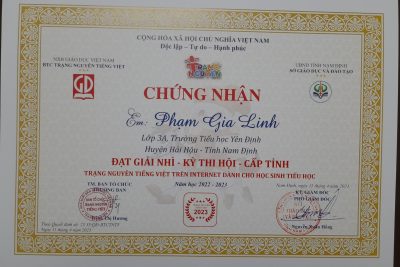 THÀNH TÍCH NỐI BẬT CỦA CÁC EM TRONG CUỘC THI TRẠNG NGUYÊN TIẾNG VIỆT CẤP TỈNH NĂM HỌC 2022-2023
